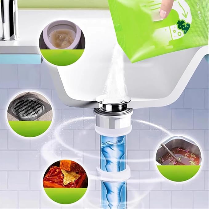 Powerful Pipeline Dredging Powder, 80g Powerful Sink And Drain Cleaner Powder, Drain Clog Remover Agent, Powerful Pipe Unclogger, Multi-Purpose Pipe Cleaner For Kitchen Bathroom Toilet (3PC)