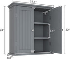 ChooChoo Bathroom Wall Cabinet, Over The Toilet Space Saver Storage Cabinet, Medicine Cabinet with 2 Door and Adjustable Shelves, Cupboard, Grey