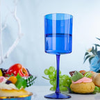 Ciaell 6 Pack Blue 10 Oz Plastic Wine Glasses with Stem - Disposable Wine Glasses for Parties & Weddings & Poolside & Outdoors & Camping