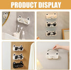 SEWACC 2pcs Cat Design Wall-Mounted Glasses Organizer Plastic Eyewear Storage Box with Hanging Holder for Sunglasses and Eyeglasses in Black and White, Suitable for Bedroom and Bathroom