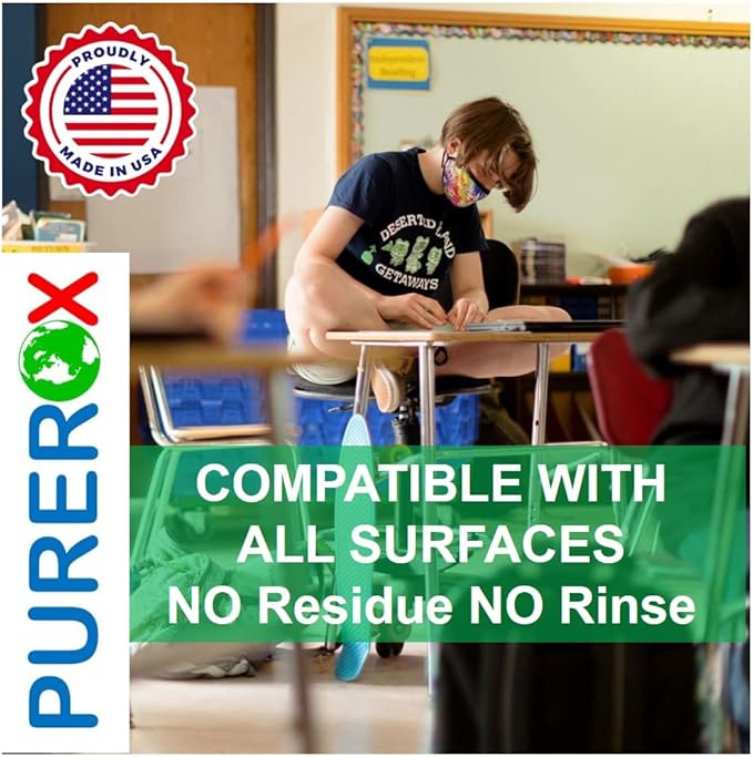 PUREROX disinfectant (16oz, 2pk) Eliminate 99.9999% MRSA, Norovirus, Viruses, Fungus, Bacteria. Hospital Grade. Safe for Use Anywhere. No residue. Suitable for All Surfaces.