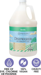 Ginger Lily Farms Botanicals Plant-Based Dishwasher Detergent Gel, 100% Vegan & Cruelty-Free, Basil Scent, 1 Gallon (128 Fl Oz) Refill