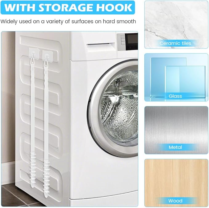 2PCS Washing Machine Cleaning Brush,Rolling Washing Machine Cleaner Front Loader Cleaning Tools with Storage Hook(23.23x5.51x1.38inch)