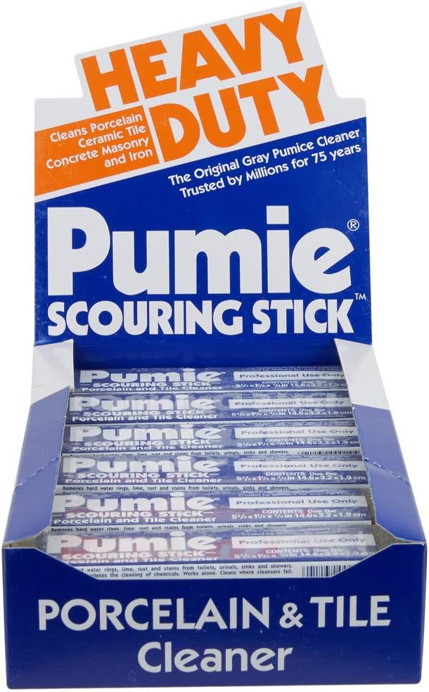 PUMIE Pumice Scouring Stick for Cleaning Toilet Rings Stain & Hard Water Rings, Extra Strong Heavy Duty Pumice Stone for Toilet Cleaning, Rust, Grills, Tough Bathroom, Ovens, Pools & Tubs - Pack of 12
