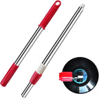 Spin Mop Replacement Mop Handle, 49-inch 360 Degrees Rotating Telescopic Replacement Mop Stick with Reinforced Plastic Disc for Spin Mop Bucket Cleaning System (Plastic Disc, Red)