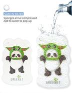 Eco-Friendly Compressed Cellulose Pop-Up Sponges, Expandable Cartoon Design – Biodegradable Dish & Surface Scrubbers, 6-Pack