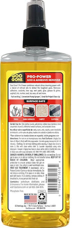 Goo Gone Spray Pro-Power Adhesive Remover with Scraper, Professional Strength, Easily Removes Wood Glue, Grease, Tar, Stickers, Goos, Wet Paint & Grime, Surface Safe, Fast Working, 16 Fl Oz