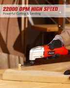 AVID POWER Oscillating Tool, 22000 OPM Electric Oscillating Multi Tool with 3°Oscillation Angle, Cutting, Sanding, Grinding, Scraping, 11 Accessories & Universal Interface-Red