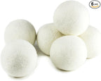 (Upgraded) SnugPad XL Size Wool Dryer Balls Natural Fabric Softener & 100% Organic Premium New Zealand Wool, Reduce Wrinkles & Save Time, Baby Safe & Hypoallergenic, White 6Count