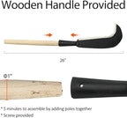 Sickle Garden Tool, Steel Billhook Machete Knife for Cutting Trees Heavy Duty, Hand Grass Weeding Sickle Knife with Wooden Handle for Yard Work