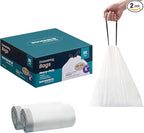 SONGMICS Trash Bags for 13-Gallon (50 L) Trash Cans, Drawstring Kitchen Garbage Bags, Pre-Separated, Quick-Dispense Box, Liner Code K, 2 Rolls, 80 Count, White UKRB051A02