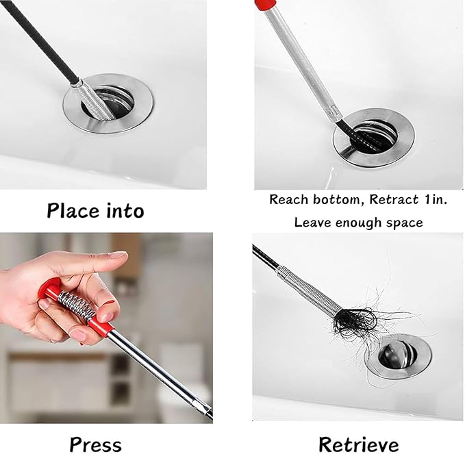 116 inch Drain Snake Grabber Claw Pickup Tool Drain Hair Remover Tool Sewer Cleaner Hook Long Grabber Drain Tool Home Sink And Toilet Drain Cleaner Tool