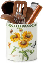 7" Flower Utensil Holder, Large Kitchen Utensil Holder Organizer , White Stable Utensil Crock Spatula Holder for Kitchen Counter Countertop Farmhouse Cooking Tools Holder(Sunflower)