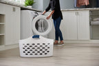 Rubbermaid 1.5 Bushel Capacity Durable Versatile Flex N Carry Portable Flexible Laundry Basket With Convenient Carrying Handles, White, Organization and Storage for Laundry/Garage/Home
