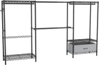 Golpart Coat Rack Clothes Wardrobe：Closet Organizer and Storage Clothing Garment Rack with Shelves Heavy Duty for Hanging Clothes Portable Adjustable Black 15.8" DX69 WX76.5 H