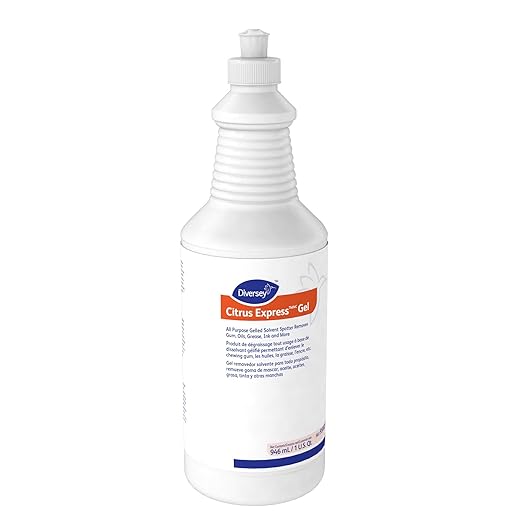 Diversey 95002523 Citrus Express Gel, All Purpose Gel Solvent Spotter Removes Gum, Oils, Ink, Grease from Carpet & Hard Surfaces, Citrus Scent, 32-Ounce