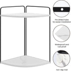 Forest Angle Bathroom Counter Organizer,Countertop Organizer,Vanity Organizers,Bathroom Storage,Bathroom Sink Caddy,Counter Shelf,Corner Counter,Corner Shelves(Black-White Marble)