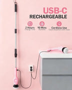 Electric Spin Scrubber, 3-Speed Cordless Shower Scrubber with Long Handle & 10 Replaceable Brush Heads, 90 Mins Runtime & Full-Body IPX7 Waterproof Shower Cleaner Brush for Bathroom Kithchen