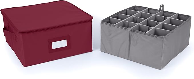 Covermates Keepsakes - Adjustable Zip-Top Storage Box - Configurable FlexGrid Compartments - Heavy Duty Polyester- Reinforced Handles - Stackable Design - Indoor Storage, Scarlett Red