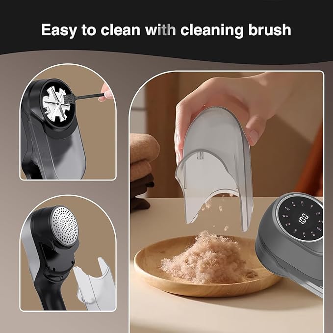 Fabric Shaver and Lint Remover with 2 Extra Blades, Led Digital Display Fabric Shaver for Furniture, 2 Speeds Powerful Ball Remover for Clothes Sweater Sofa Carpet