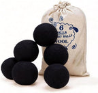 Wool Dryer Balls, New Zealand Dryer Balls Laundry Reusable Reduce Static Cling, Dryer Ball to Reduce Wrinkles & Shorten Drying Time, Drying Balls for Laundry(Pack of 6) (Black)