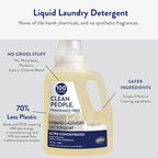 The Clean People Liquid Laundry Detergent - Recyclable Packaging, Stain Fighting - Ultra Concentrated, Laundry Soap - Fragrance Free, 200 Loads