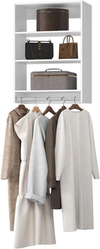 MODCART Medium Double Hanging Closet Unit, Modular Closet System, Wood Closet System Organizer with Storage for Walk In Closets, Clothing Rack Closet for Hanging Clothes, Bedroom, White, 19.5"W