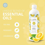 CAPRI ESSENTIALS Dish Soap Liquid, Natural Household Cleaning, Plant Based Aromatic Dish Detergent, Blend of Essential Oils with Tea Tree, Rosemary & Cedarwood, Lemon Verbena, 16 FL Oz (3 Pack)