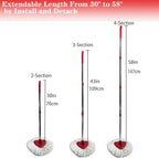 Spin Mop Replacement Handle, 4-Section 30-to-58 inch Mop Replacement Stick Compatible with Ocedar Mop Handle for Easy Wring Mop Refills, Germany Screw Joint (Red 2 Pack)