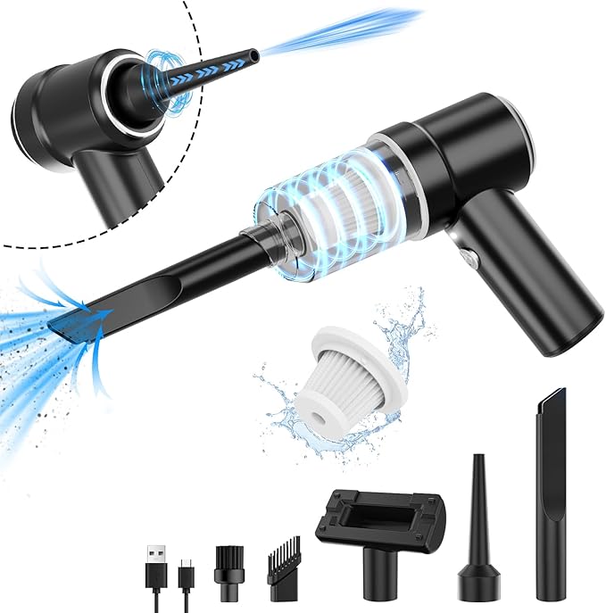 Handheld Vacuum Cordless Rechargeable, 13000pa Car Vacuum Portable Cordless, Type-C Lightweight Mini Handheld Vacuum Cleaner, High Power Car Vacuum Cleaner with LED Light for Car Home Pet Hair (Black)