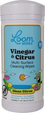 Loom Wipes All Purpose Natural Cleaning Wipes - Vinegar & Citrus Powered Multi Surface Cleaner - 50 Count