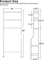 Livilord 3-Tier Over The Toilet Storage, Freestanding Metal Bathroom Shelves with 4 Hooks, Over Toilet Storage Shelf with Paper Holder, Above The Toilet Shelf for Bathroom Storage, White