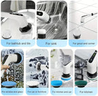 Electric Spin Scrubber,Cordless Cleaning Brush,Shower Cleaning Brush with 8 Replaceable Brush Heads, Power Scrubber 5 Adjustable Speeds for Floor Bathroom Shower Bathtub Glass Car