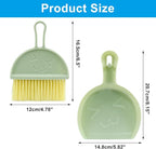 Hitefu Small Broom and Dustpan Set, Mini Dust Pans and Brush Set, Broom with Dustpan Combo Set for Home Cleaning, Sofa, Kitchen, Table, Countertops, Storage Shelves & Pets Area(Green)