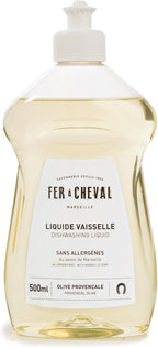 Fer à Cheval Marseille Dishwashing Soap, Olive Oil Based, Made in France - Liquid Dishwashing Soap, 500 ml/16.9 fl oz