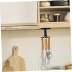 TOYANDONA 3pcs Kitchen Utensil Hooks Set with Rotating Black Hanging Organizer, Nail-Free Under Cabinet Cooking Sundries Holder for Spoon, Spatula, and Ladle Storage