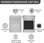 Calindiana Modern Farmhouse Metal Magnetic Lint Bin for Laundry Room Decor and Accessories with Lid and Laundry Room Organization and Storage Wall Mount Space Saving Washer and Dryer Trash Can (Grey)