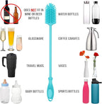 12.5” Silicone Bottle Brush & Straw Cleaner Brush Set | Water Bottle Cleaner for Hydro Flasks, Tumblers, Glassware, Vases and Narrow Neck Containers