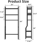 Livilord 3 Tier Over The Toilet Storage Rack with Toilet Paper Holder, Metal Freestanding Bathroom Shelves with 4 Hooks, Over Toilet Storage Shelf for Bathroom Storage, Black