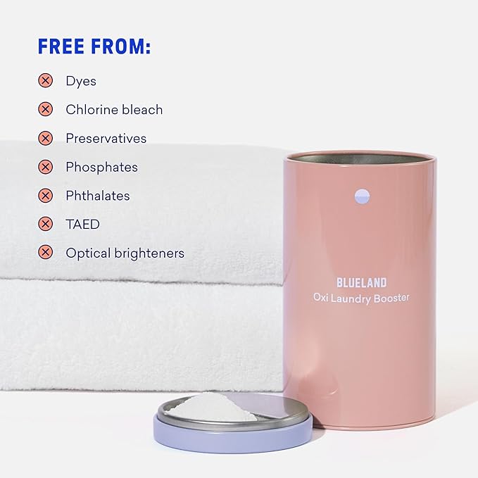 BLUELAND Oxi Laundry Booster Powder Refill 2-Pack, Fragrance Free & Clear, 50 Loads, 35.2 oz, Plastic-Free, Eco Friendly, Oxy Cleaner, Stain Remover