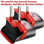 2-Pack is More economical,Brooms with Dustpan Combo Set， with 52" Long Handle, Dustpan Teeth with self-Cleaning Function, Indoor and Outdoor Sweeping, Perfect for Home Office (Large/Red /2-Pack)