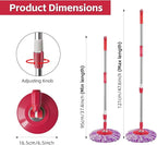 Spin Mop Replacement Handle, 47.6-inch 360 Degrees Rotating Telescopic Replacement Mop Stick with a Robust Stainless Steel Disc for Spin Mop Bucket Cleaning System (Stainless Steel Disc,Red)