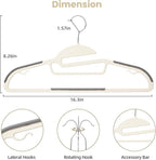 BAGAIL Plastic Hangers 50 Pack with Non-Slip Design,0.2 Inches Thick, 360°Swivel Hook Space Saving Organizer for Bedroom Closet,Shirts,Pants(Beige- S Shaped)