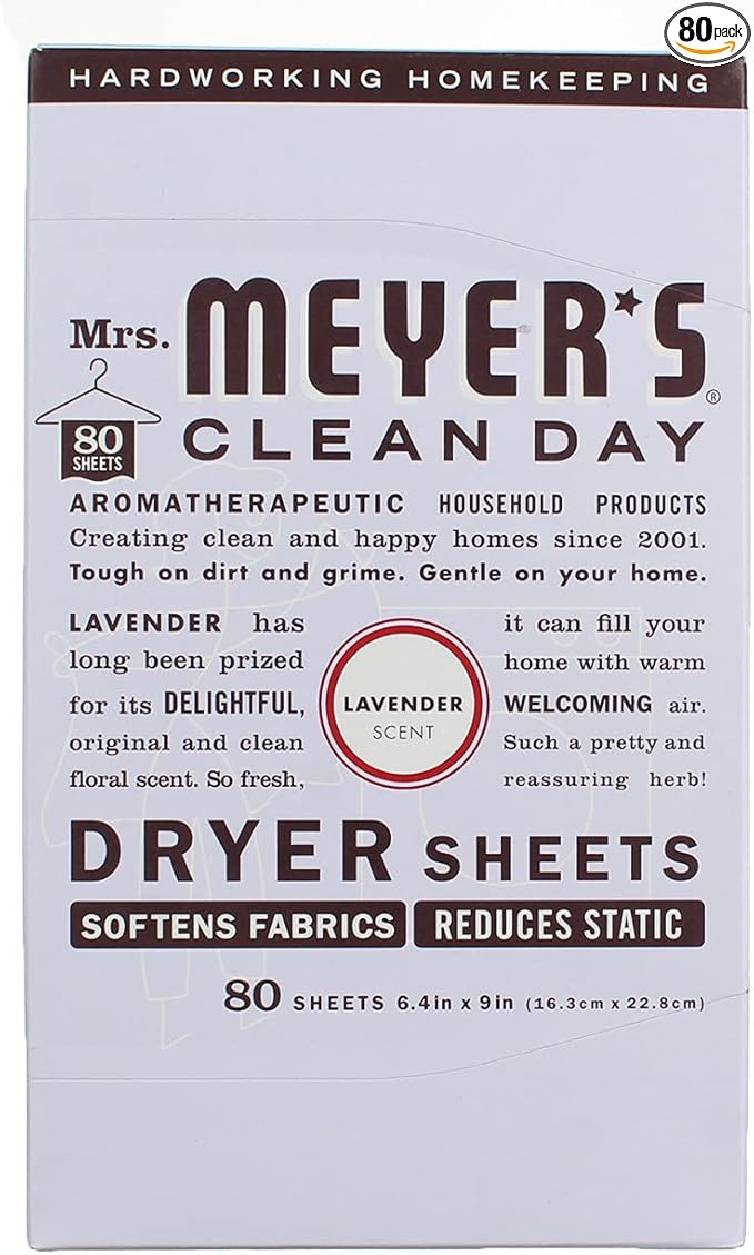 Mrs Meyer's Clean Day Dryer Sheet, 80 Count