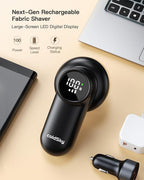 coldSky Rechargeable Fabric Shaver, Lint Shaver with Digital Display, Sweater Shaver with 6-Leaf Blades and Safety Lock, 3-Speeds Defuzzer Remove Fuzz, Pills from Clothes, Furniture, Sofa, Blanket