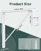 Supforce 4 Pack Closet Rod Bracket, Heavy Duty Closet Rod Support with Rod Holder, Wall Mounted Closet Shelf Brackets with Triangle Stabilizing Design for Closet, Bathroom and Kitchen, White