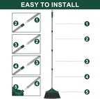 Broom Outdoor Indoor Commercial Broom with 50 inches Long Handle,Perfect for Home Courtyard Garage Kitchen Office Lobby Room Floor(Black)