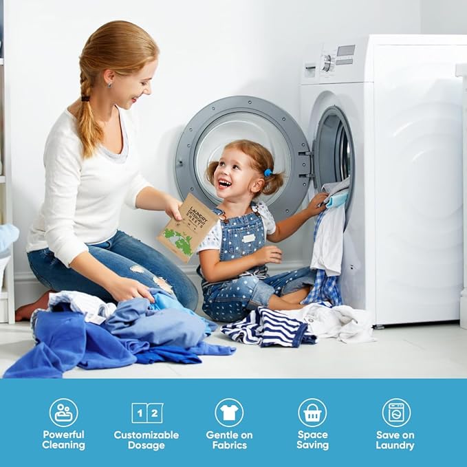 AIDEA Laundry Detergent Sheets, Unscented-(200 Loads) 100 Sheets, Laundry Detergent, No Plastic Jug, Lightweight & Easy To Use For Travel, Apartments, Dorms