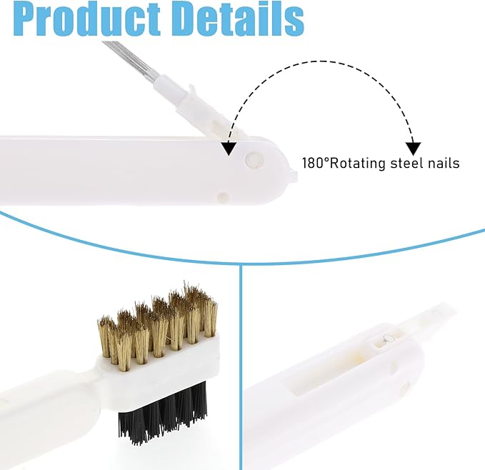 Kitchen Cleaning Scrub Brush Deep Gas Stove Brass Wire Brush with Stiff Bristles & Cooktop Scraper Stainless Steel Scrubber for Range Hood Grease Grime Rust Cleaner for Pot Pan Household Cleaning Tool