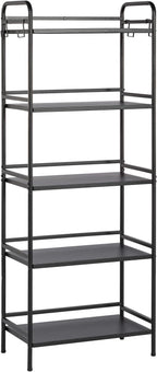 HDANI Storage Shelves, 5-Tier Metal Storage Rack with Shelf,Shelf Organizer,Garage Standing Shelving Unit for Laundry,Bathroom,Kitchen,Pantry, Closet,23.6''W X 13.8''D X 63''H,Black